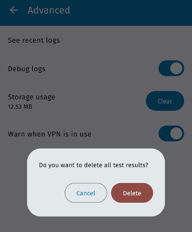 Delete all tests results